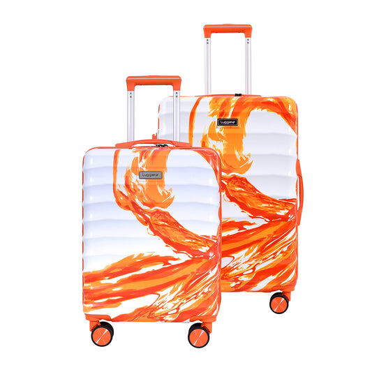 Aura Orange Cabin & Medium Trolley Bag Set