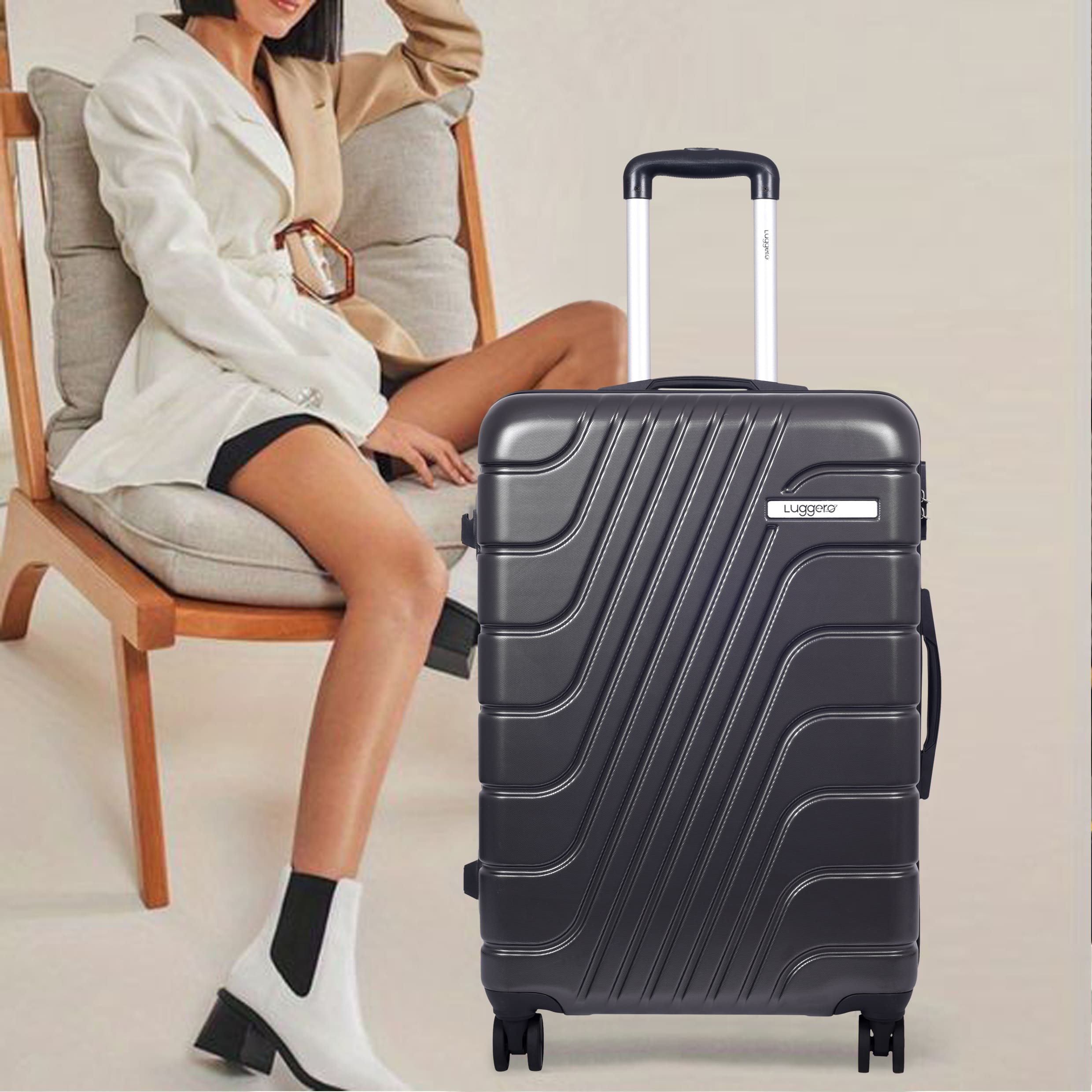 ETERNAL DARK GREY Light Weight & Durable Polycarbonate Hard Luggage