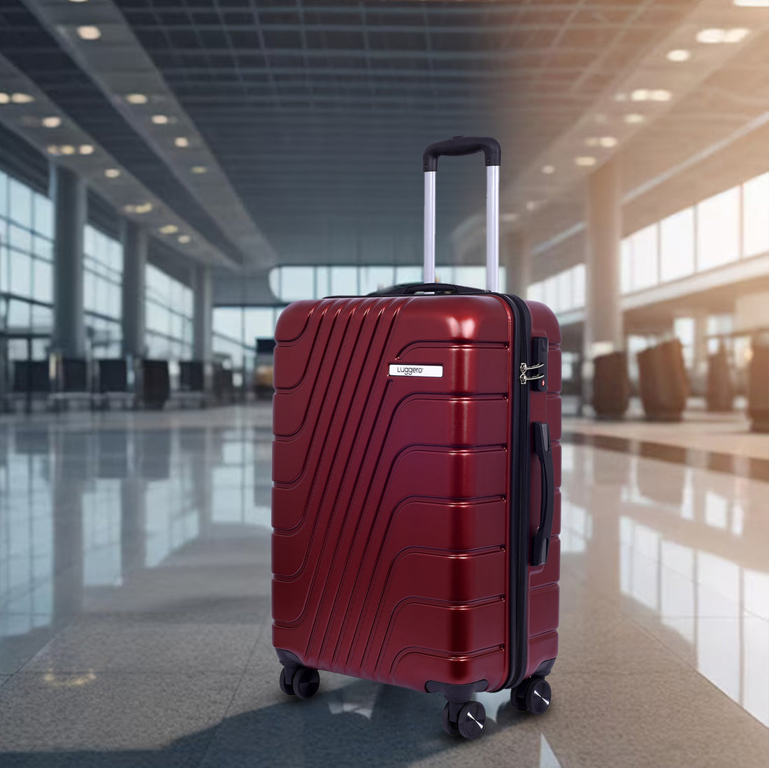 Luggero Eternal Solid Light weight Luggage Deep Red-L+M+S