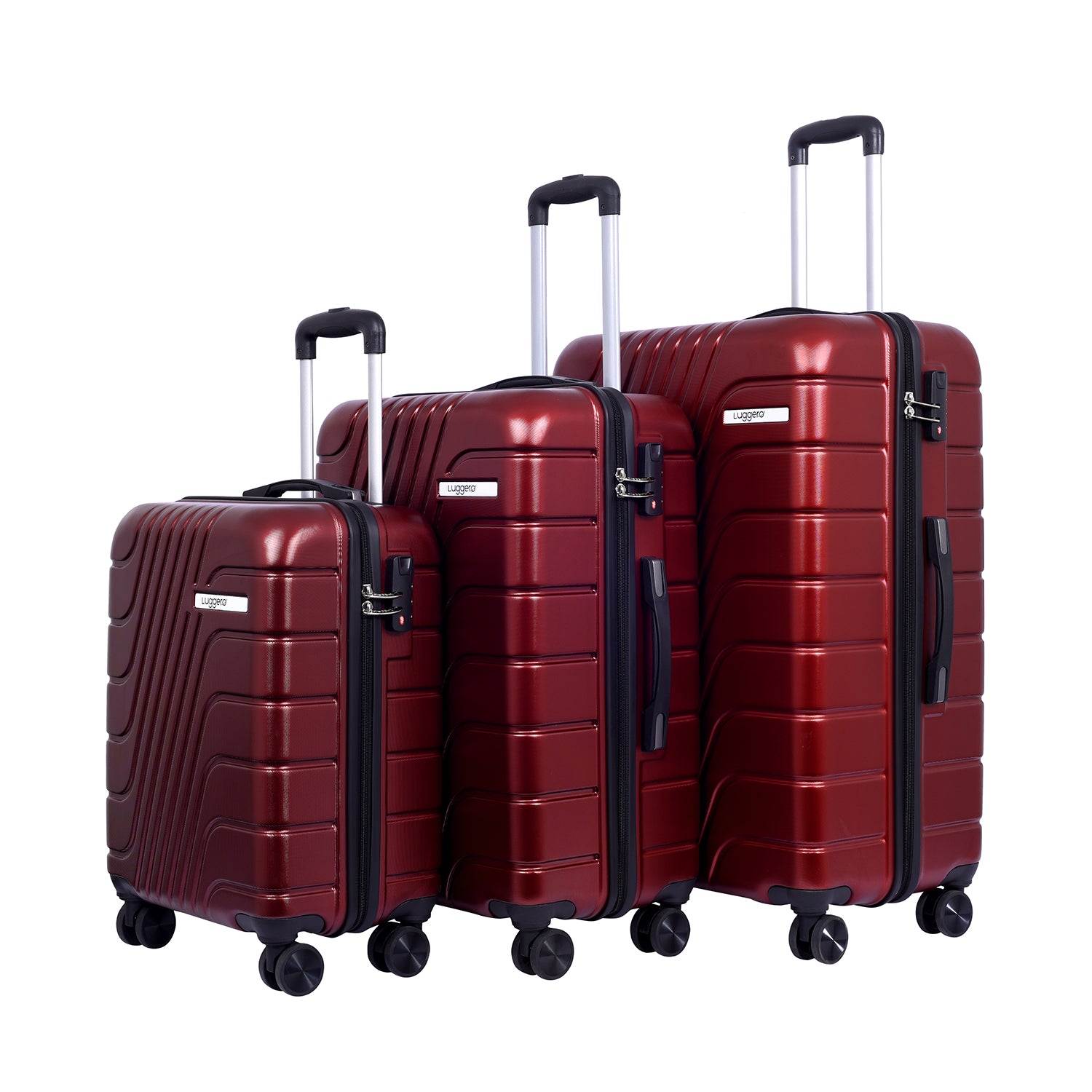 Luggero Eternal Solid Light weight Luggage Deep Red L M S