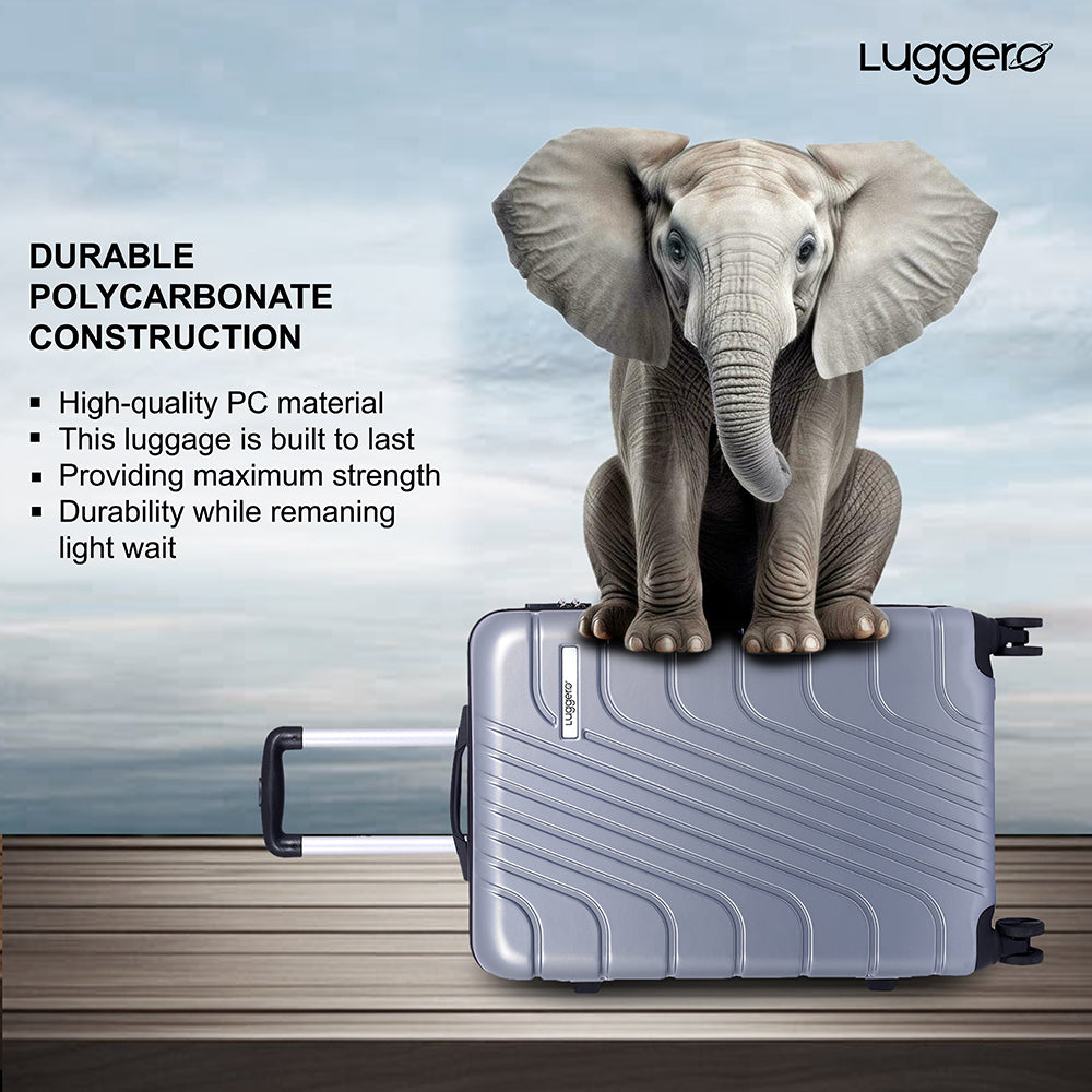 Luggero Eternal Solid Light weight Luggage Silver-L+S