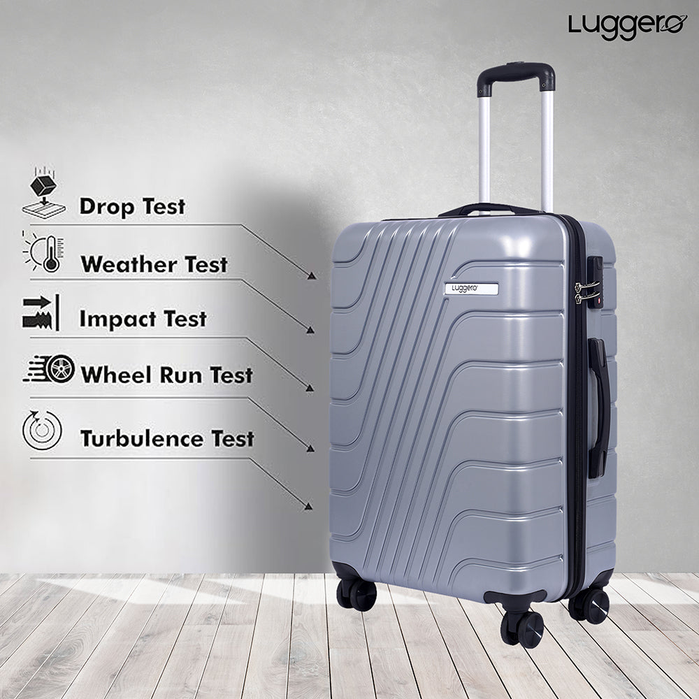 Luggero Eternal Solid Light weight Luggage Silver-L+S