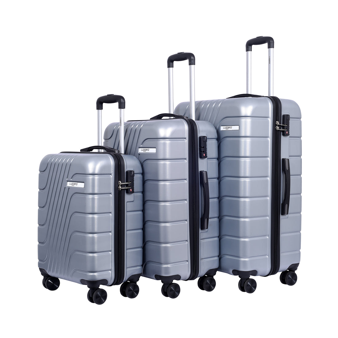 Luggero Eternal Solid Light weight Luggage Silver-L+M+S