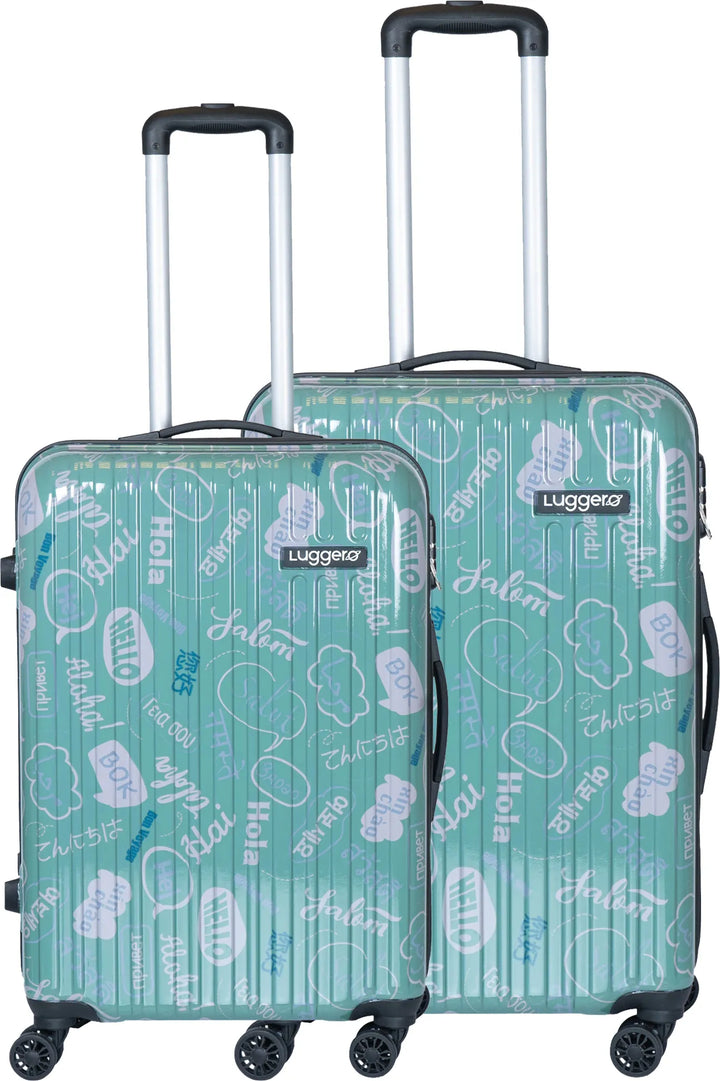 Luggero Film Classic Printed Light weight Luggage HELLO-Green-L+M