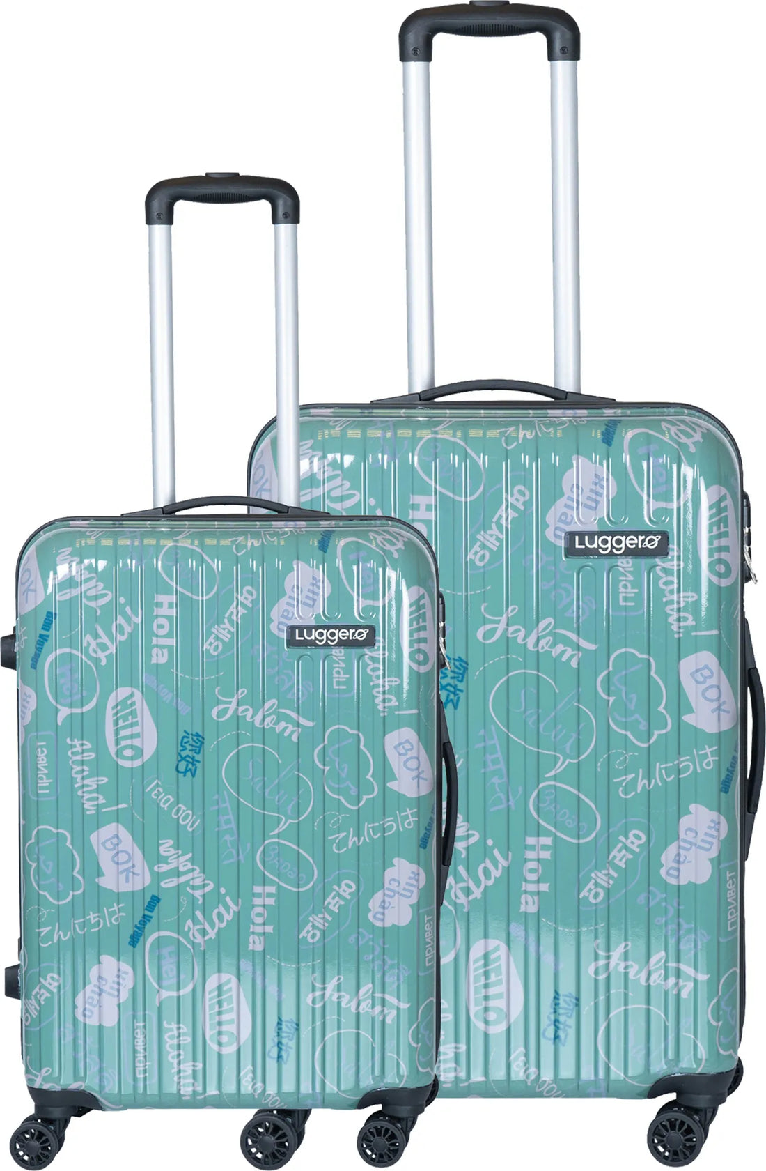 Luggero Film Classic Printed Light weight Luggage HELLO-Green-M+S