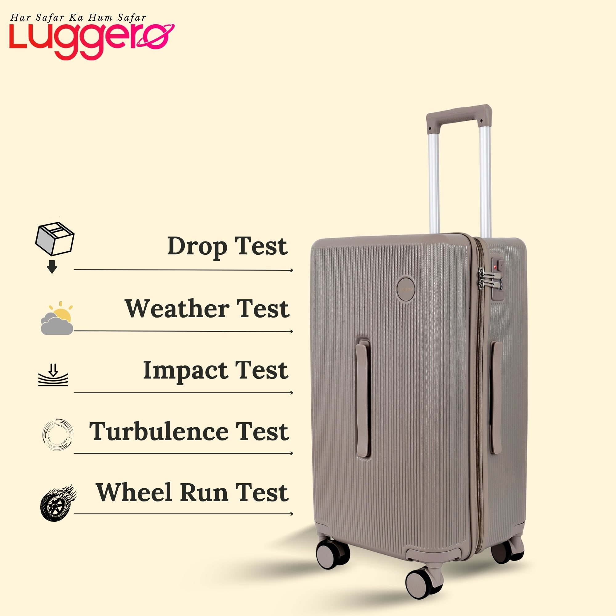 PRAGUE CHAMPAGNE Light Weight & Durable Polycarbonate Hard Luggage