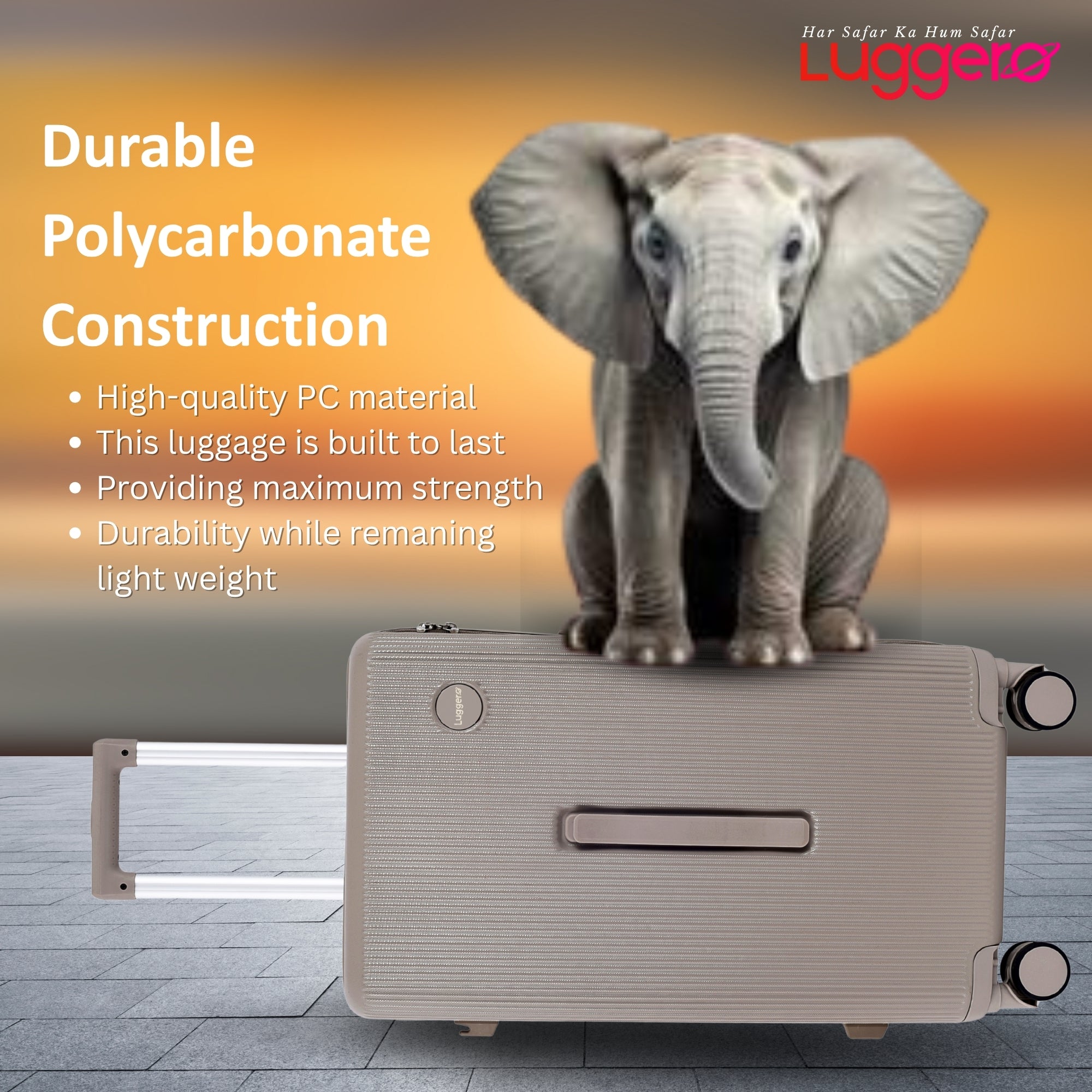 PRAGUE CHAMPAGNE Light Weight & Durable Polycarbonate Hard Luggage