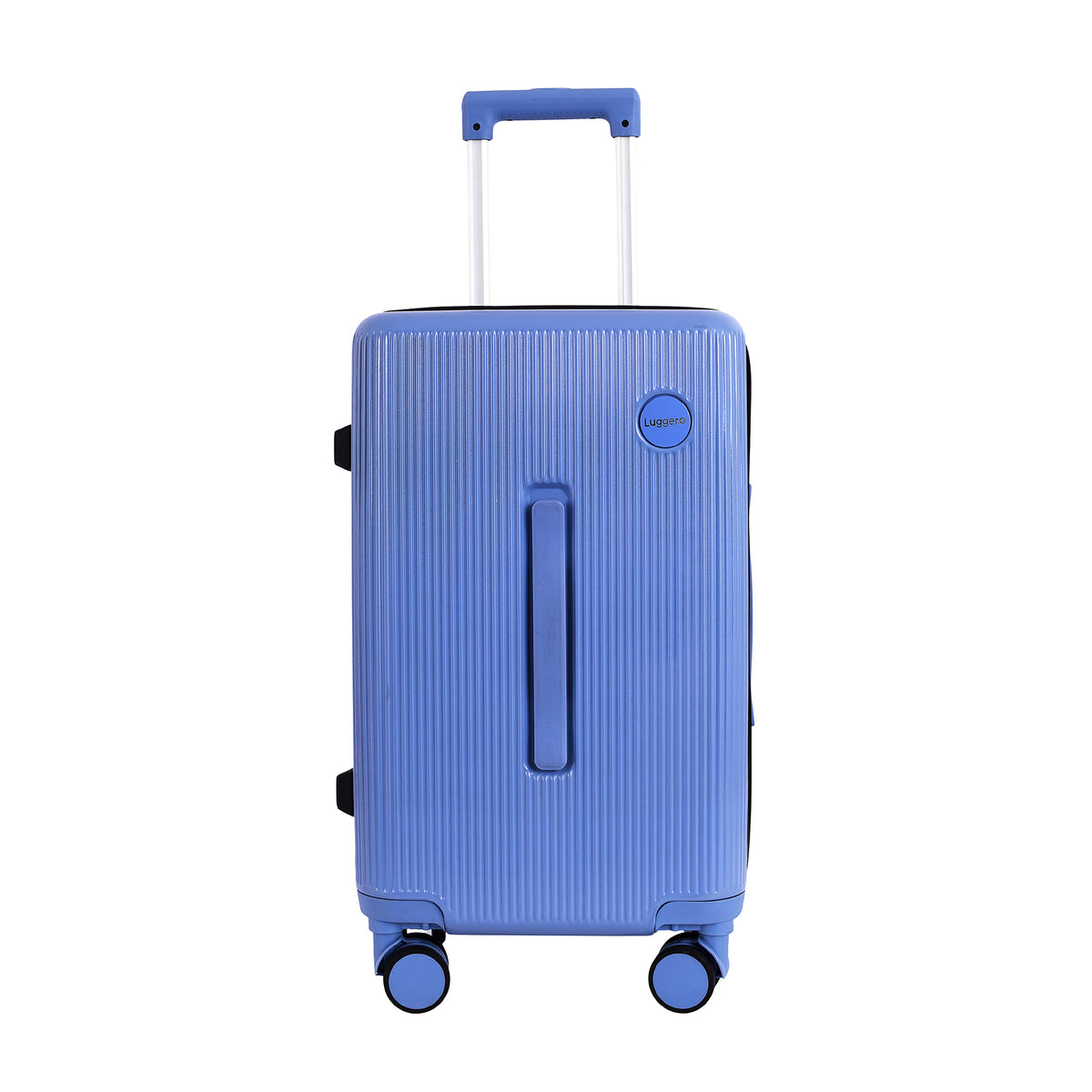 Prague lilac 20 inch trolley bag, front view with combination lock

