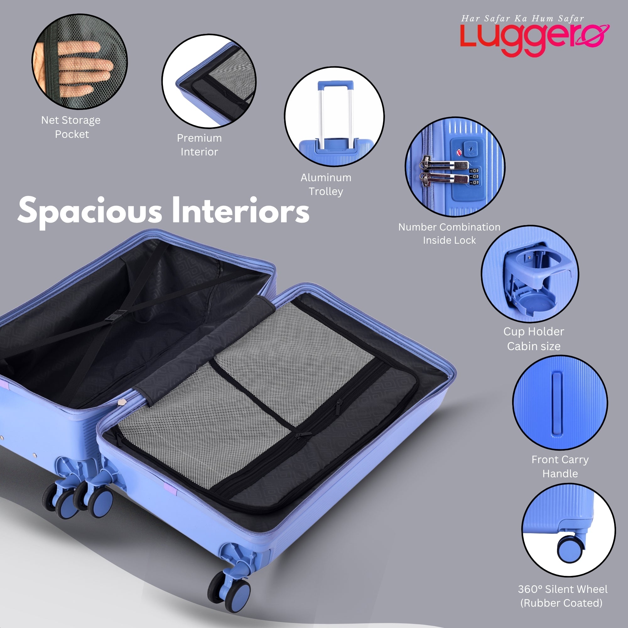 PRAGUE PURPLE Light Weight & Durable Polycarbonate Hard Luggage