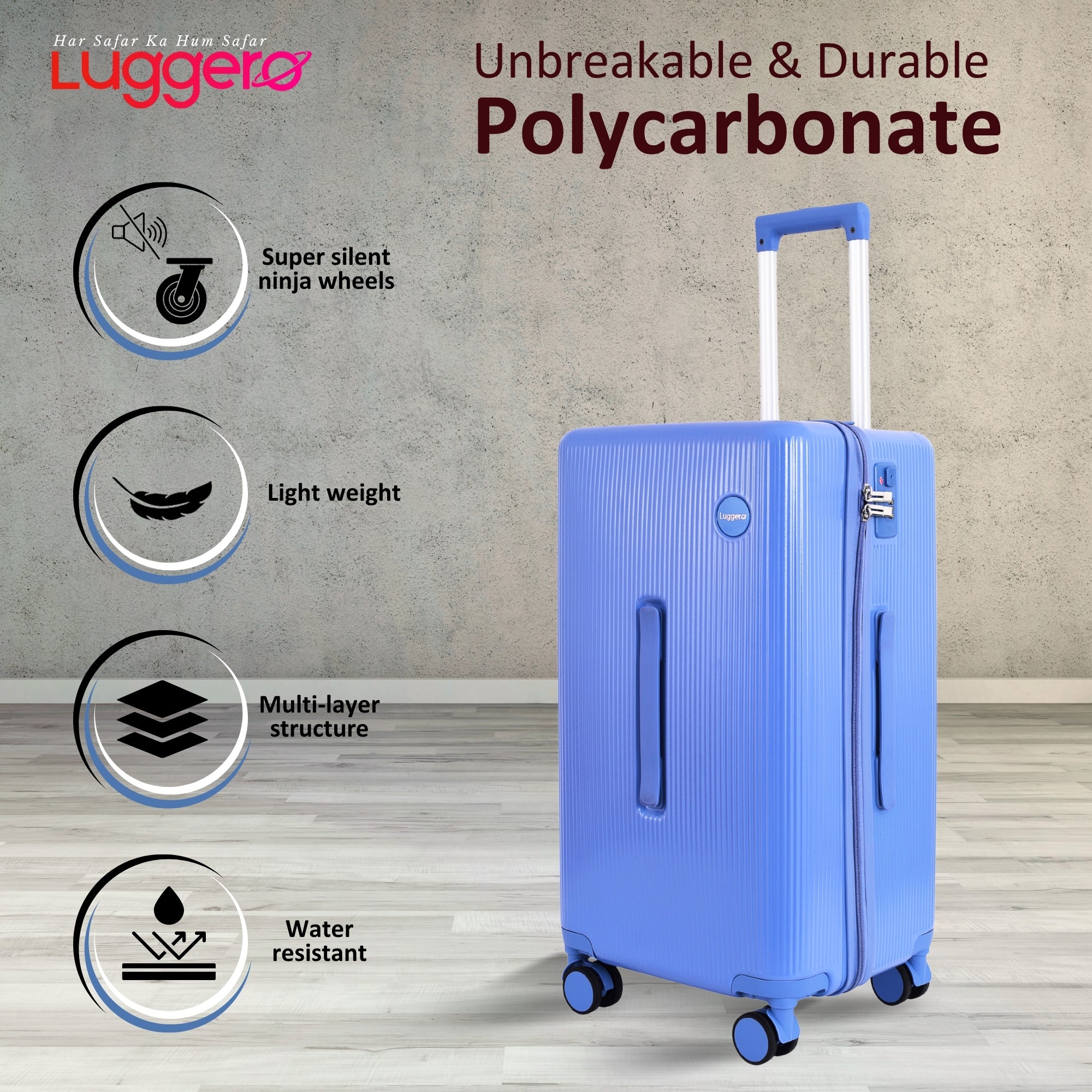 PRAGUE PURPLE Light Weight & Durable Polycarbonate Hard Luggage