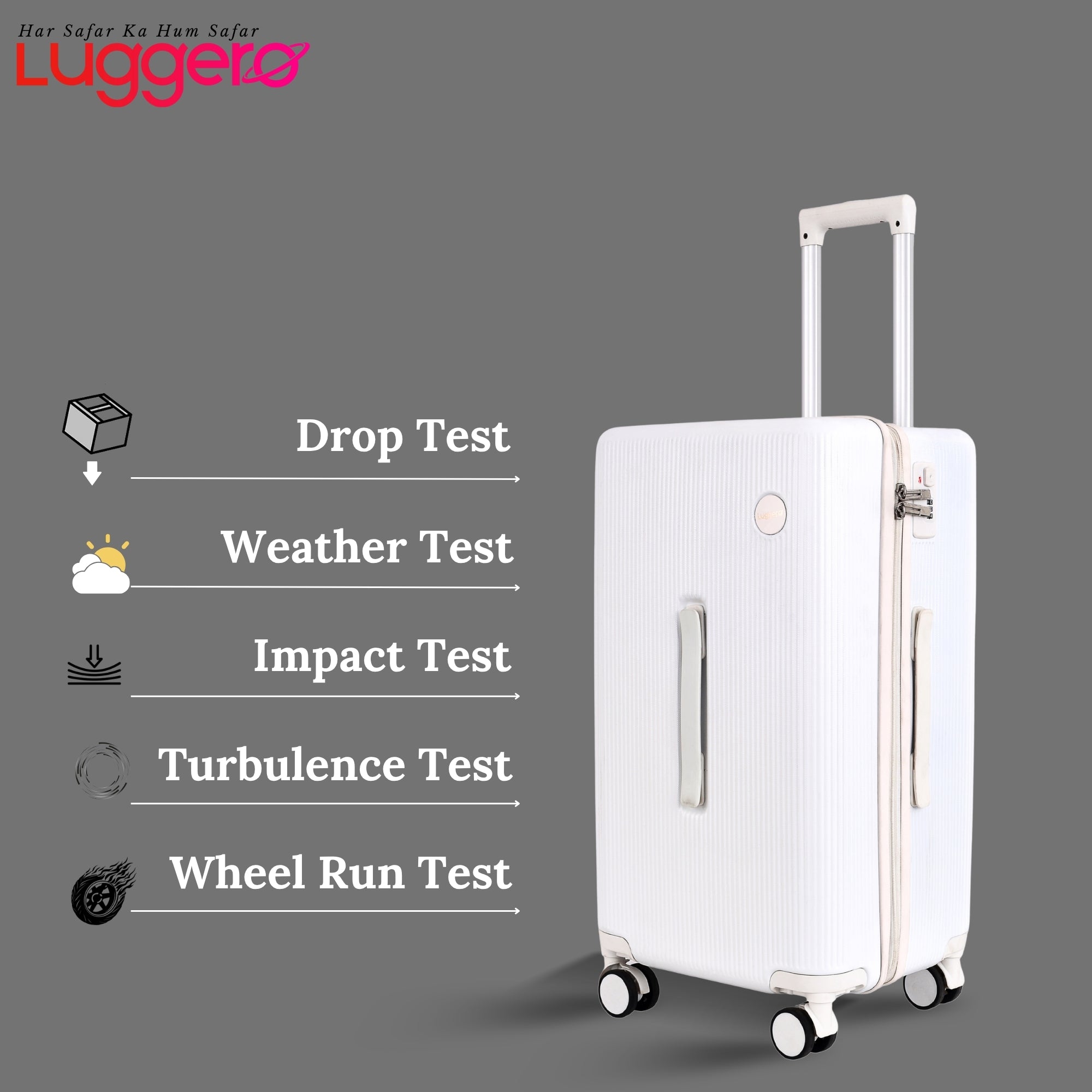 PRAGUE WHITE Light Weight & Durable Polycarbonate Hard Luggage