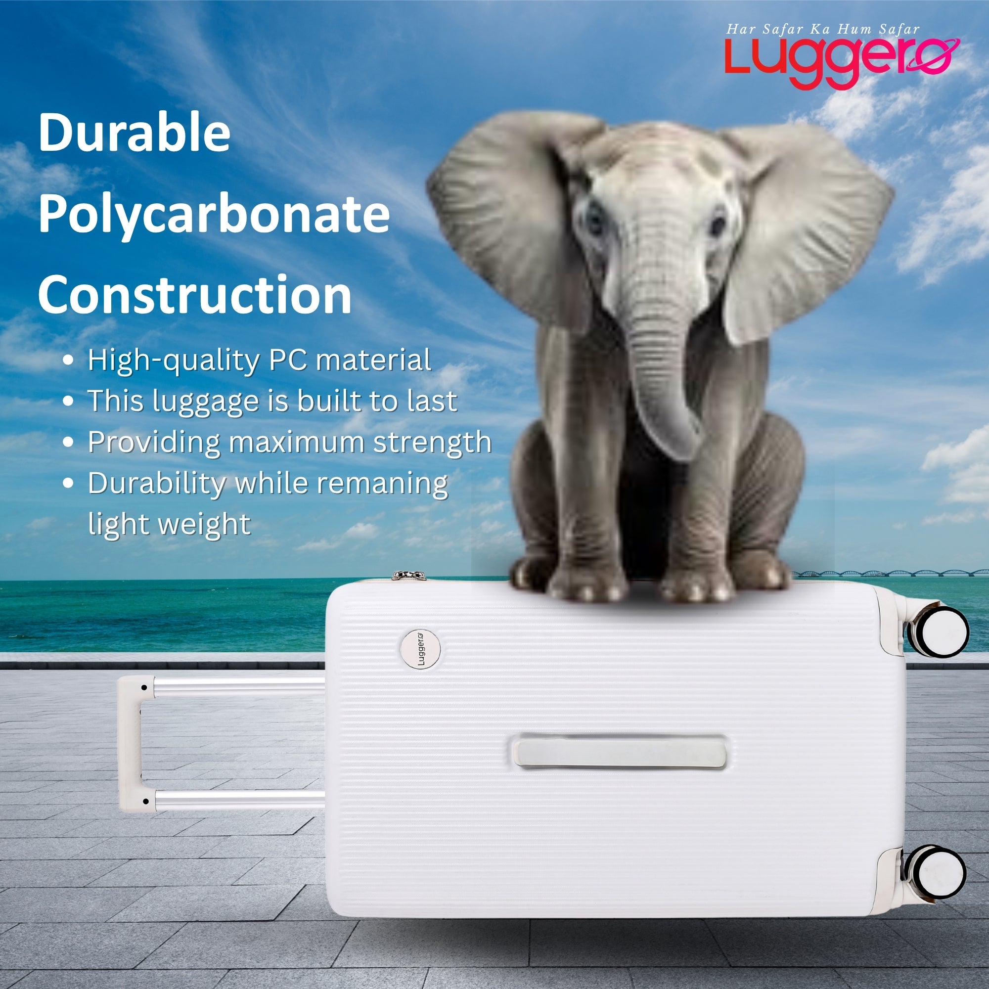 PRAGUE WHITE Light Weight & Durable Polycarbonate Hard Luggage