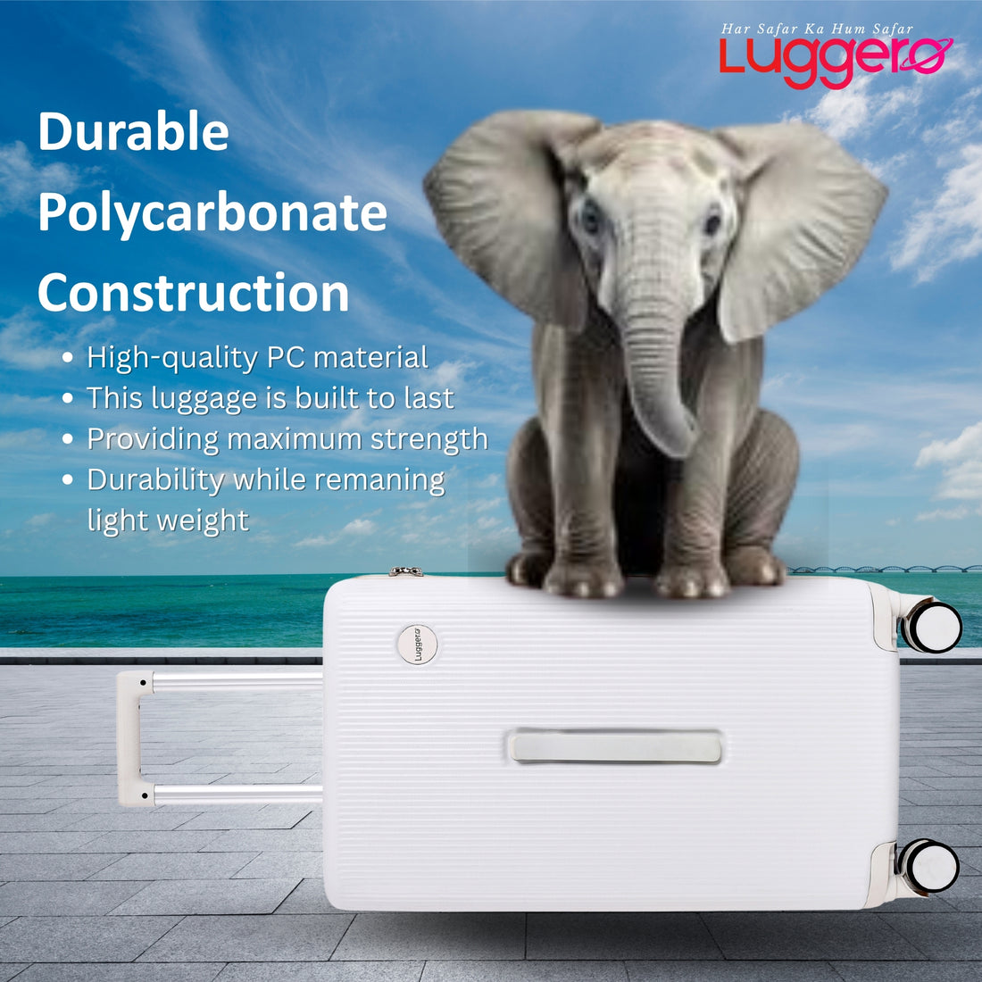 PRAGUE WHITE Light Weight & Durable Polycarbonate Hard Luggage