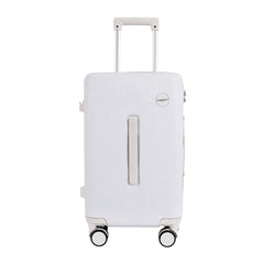 Prague white 20 inch trolley bag, front view with combination lock
