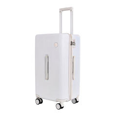 Prague medium polycarbonate trolley bag in white, 24 inch — front three-quarter view
