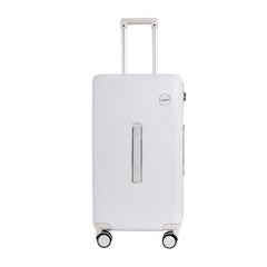 Prague white 24 inch trolley bag, front view with combination lock
