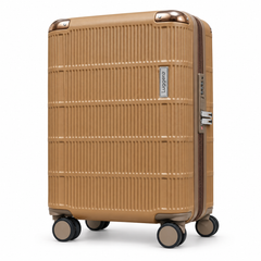 Vienna cabin polycarbonate trolley bag in brown, 20 inch — front three-quarter view
