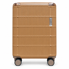 Vienna brown 20 inch trolley bag, front view with combination lock
