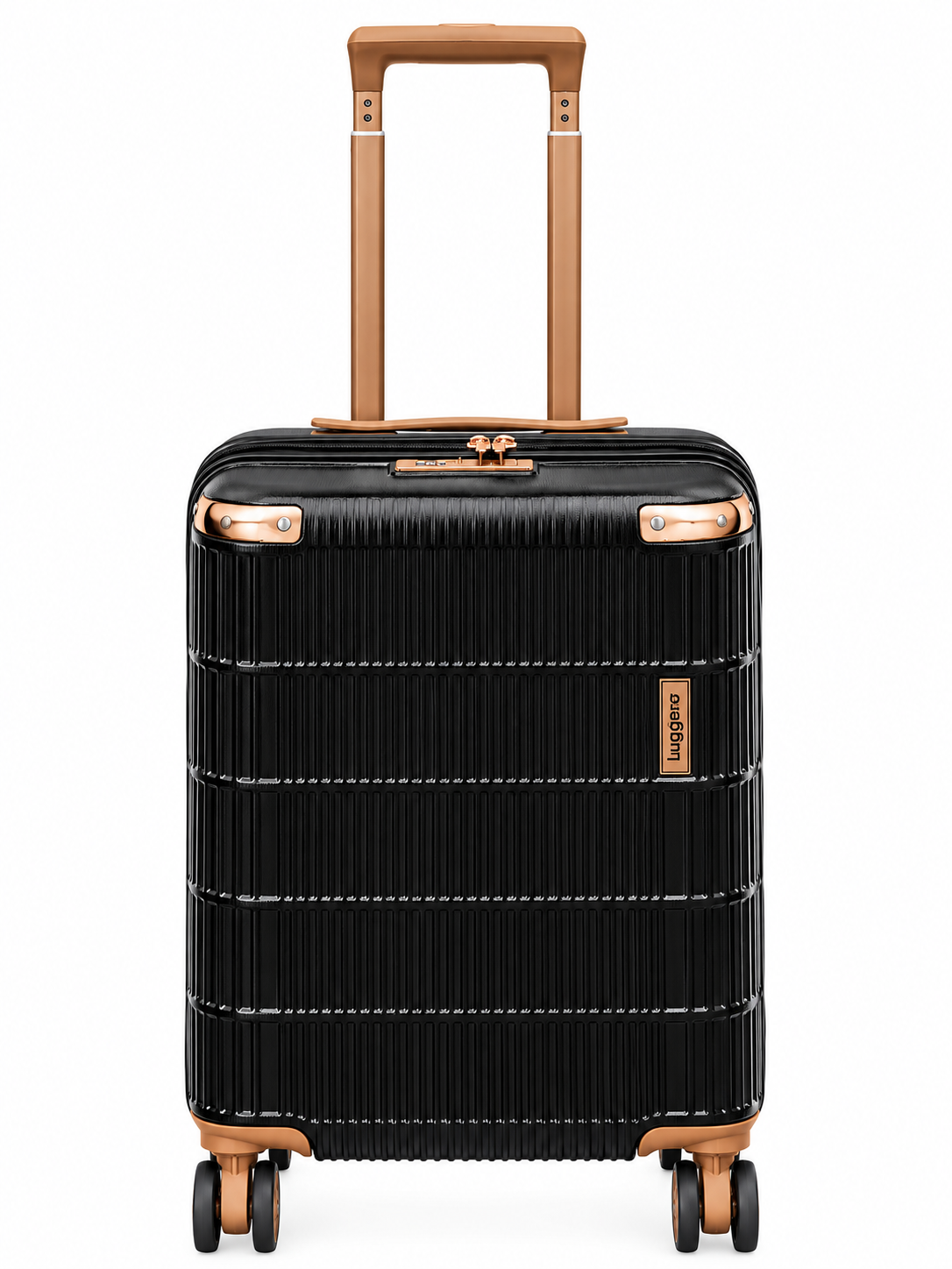 Vienna black 20 inch trolley bag, front view with combination lock

