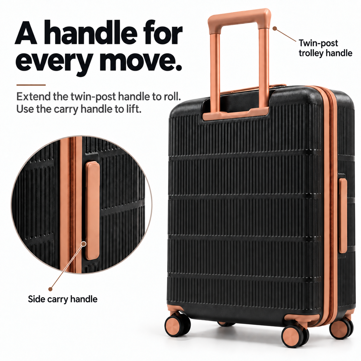 Luggero Lux Vienna Polycarbonate Hard Trolley Bag — 8 Spinner Wheels | 20/24/28 inch