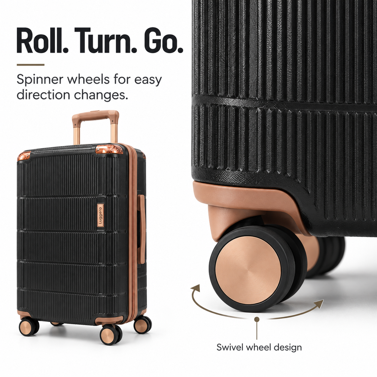 Luggero Lux Vienna Polycarbonate Hard Trolley Bag — 8 Spinner Wheels | 20/24/28 inch