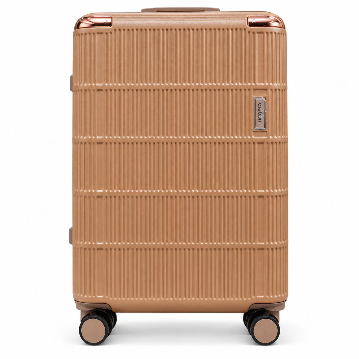 Vienna brown 28 inch trolley bag, front view with combination lock
