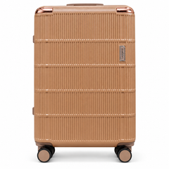 Vienna brown 28 inch trolley bag, front view with combination lock
