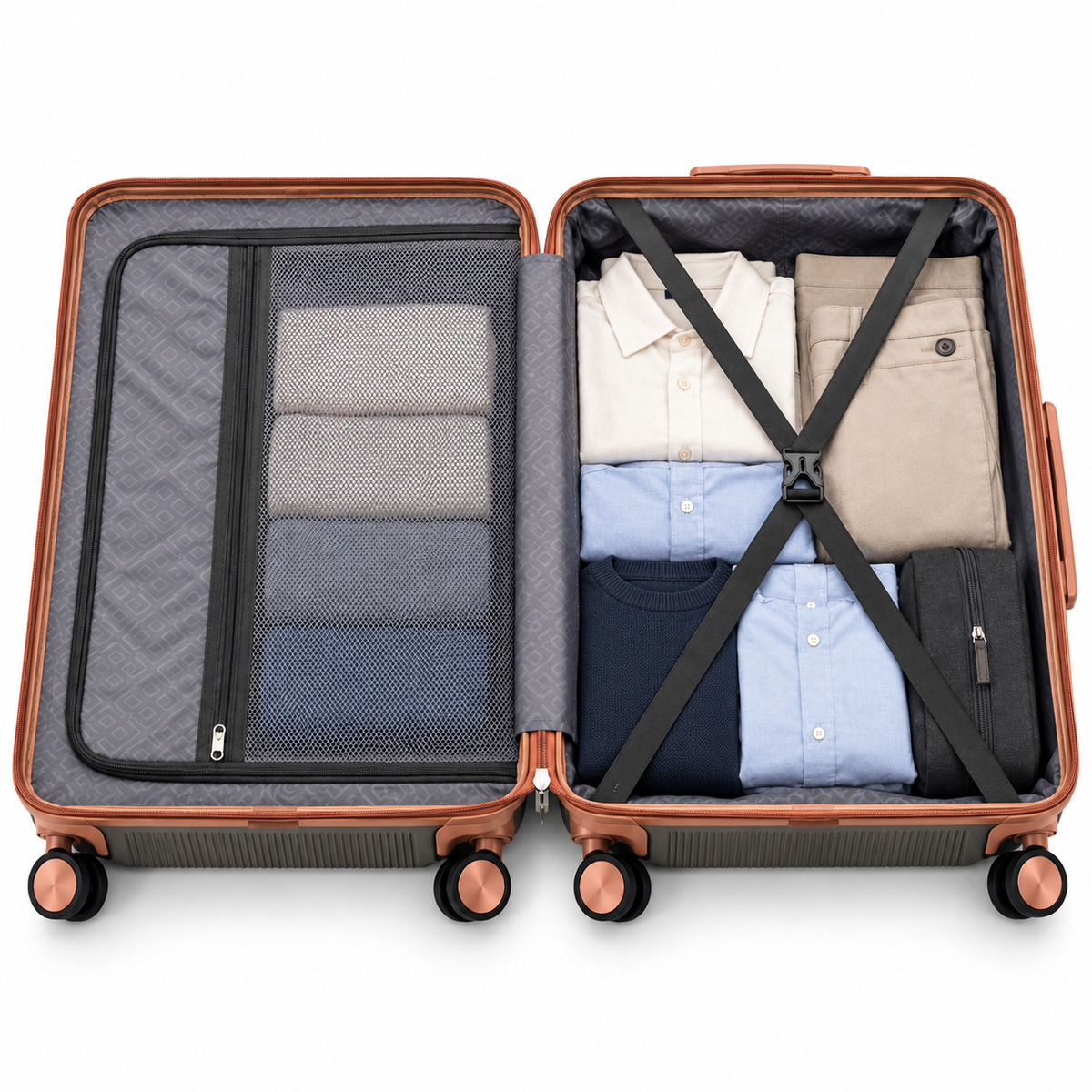 Luggero Lux Vienna Polycarbonate Hard Trolley Bag — 8 Spinner Wheels | 20/24/28 inch