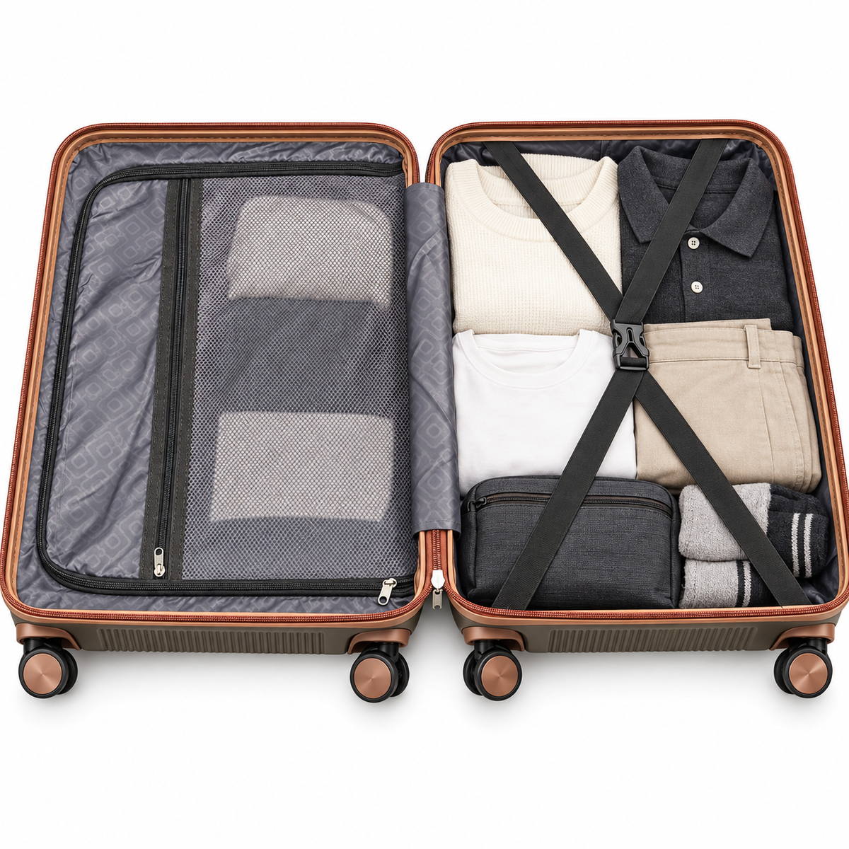 Luggero Lux Vienna Polycarbonate Hard Trolley Bag — 8 Spinner Wheels | 20/24/28 inch