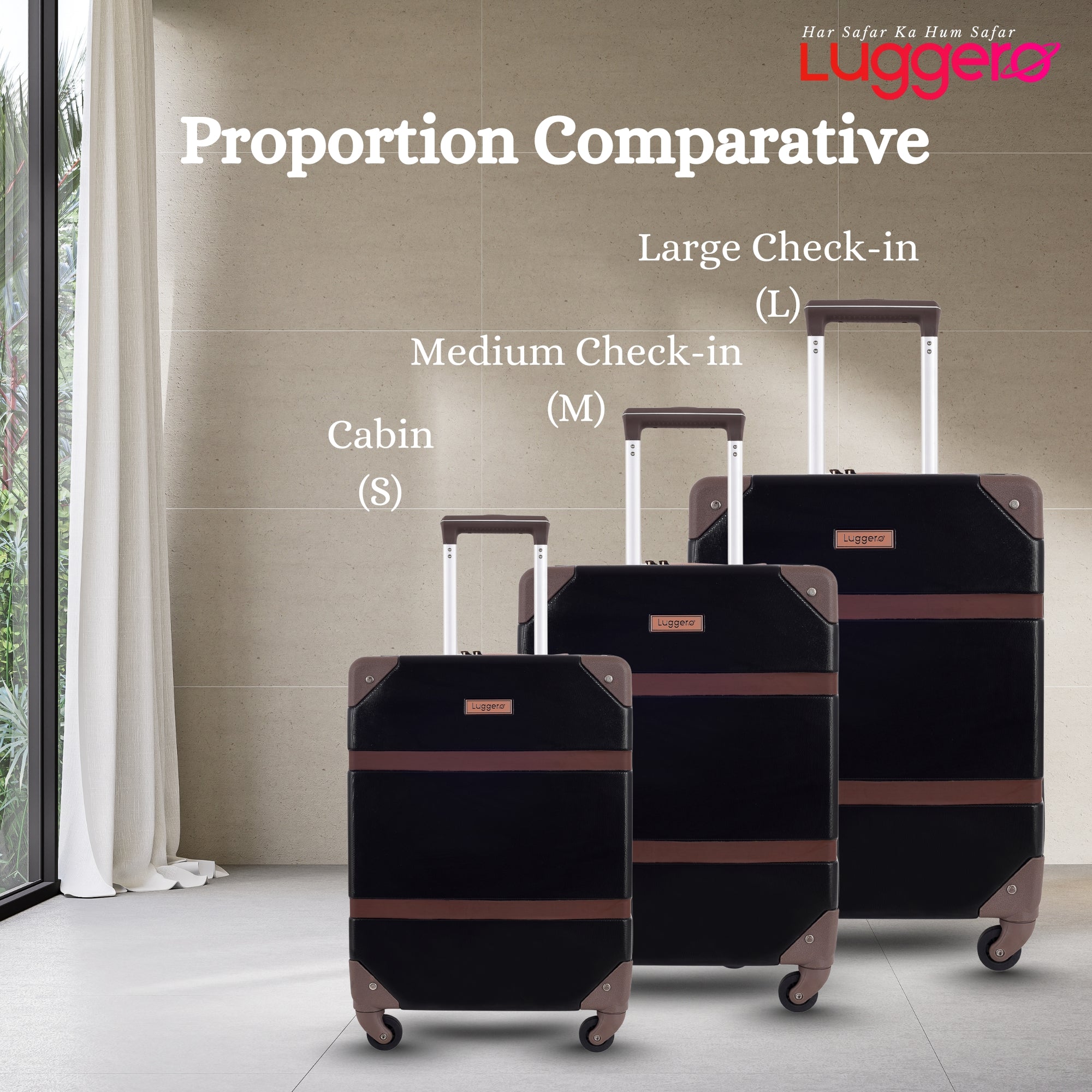 SANTORINI BLACK Light Weight & Durable Polycarbonate Hard Luggage