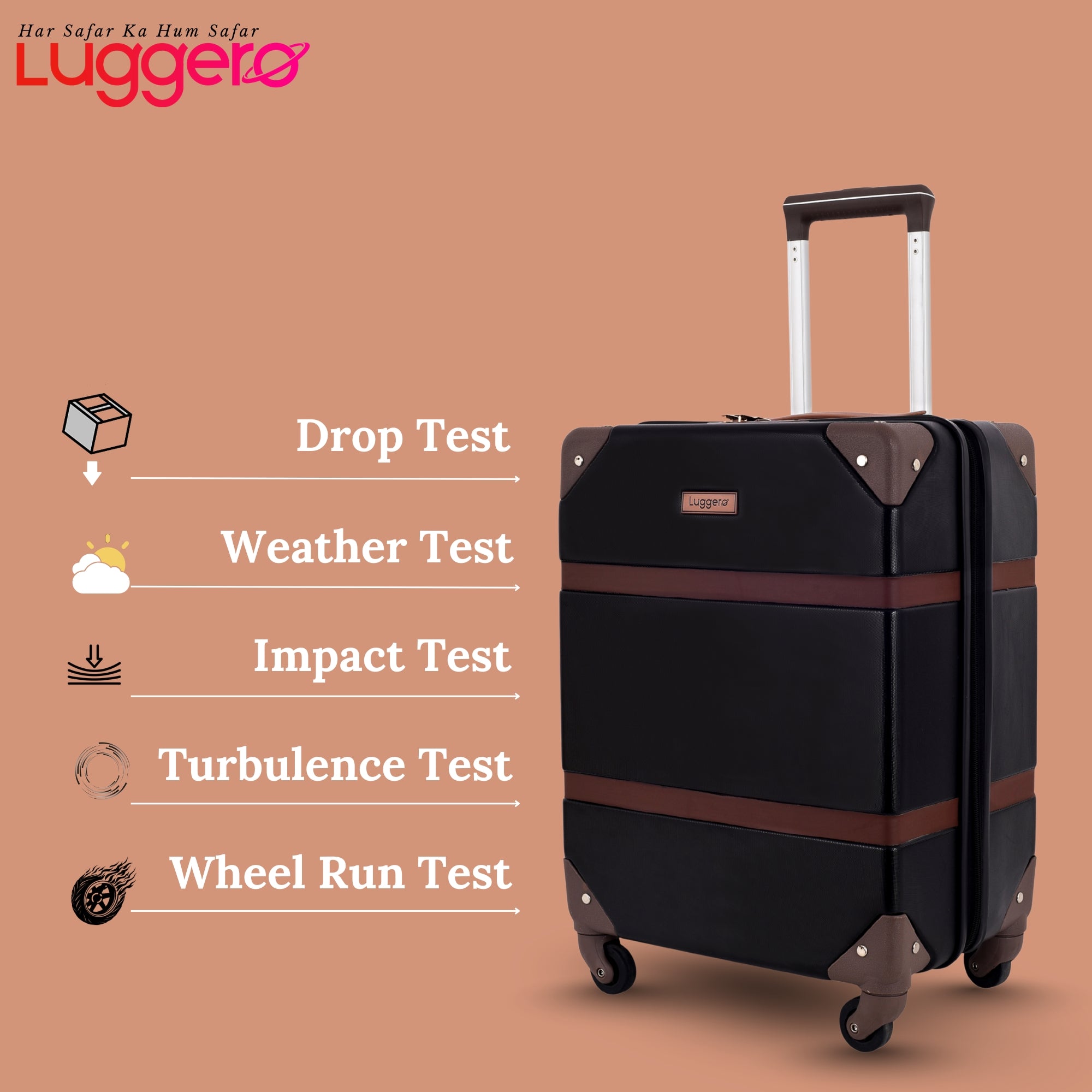 SANTORINI BLACK Light Weight & Durable Polycarbonate Hard Luggage