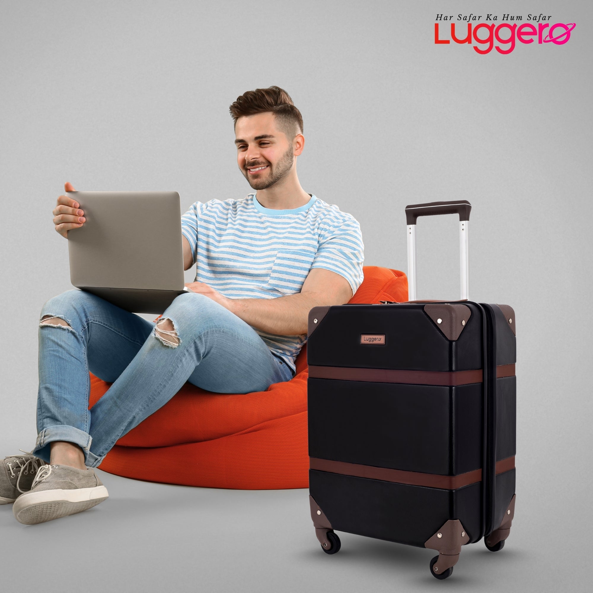 SANTORINI BLACK Light Weight & Durable Polycarbonate Hard Luggage