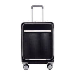 Capri black 20 inch trolley bag, front view with combination lock
