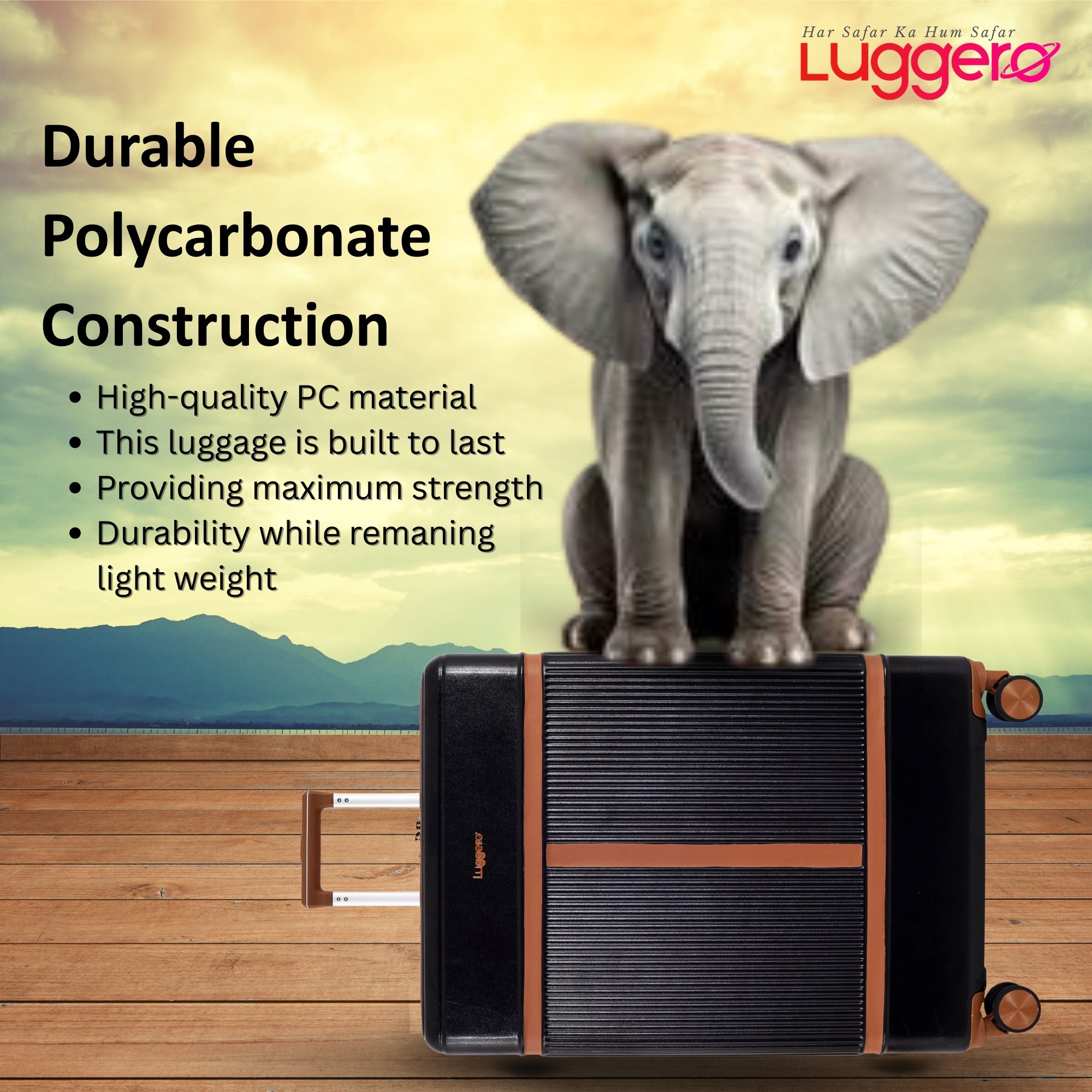 MYKONOS BLACK Light Weight & Durable Polycarbonate Hard Luggage