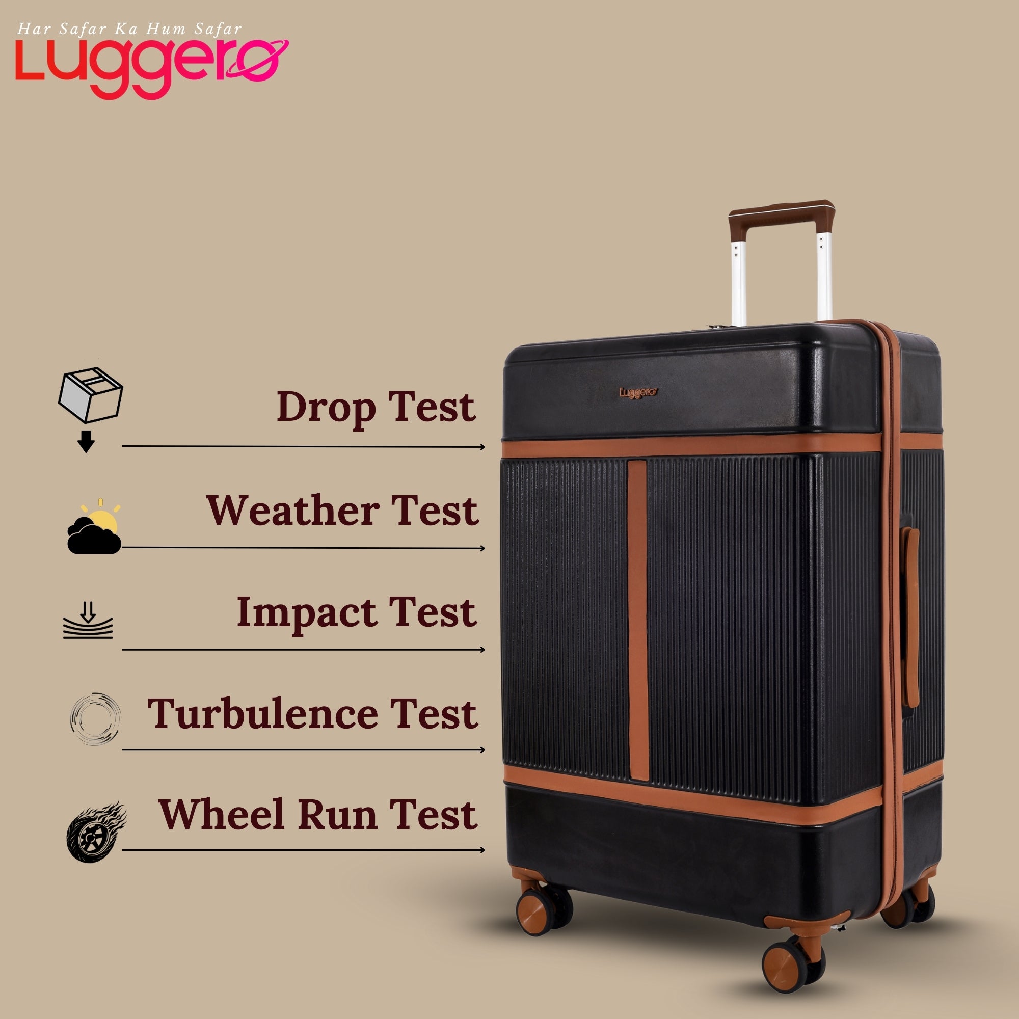 MYKONOS BLACK Light Weight & Durable Polycarbonate Hard Luggage