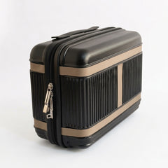 Mykonos vanity polycarbonate trolley bag in black, 14 inch — front three-quarter view
