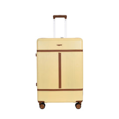 Mykonos cream 24 inch trolley bag, front view with combination lock
