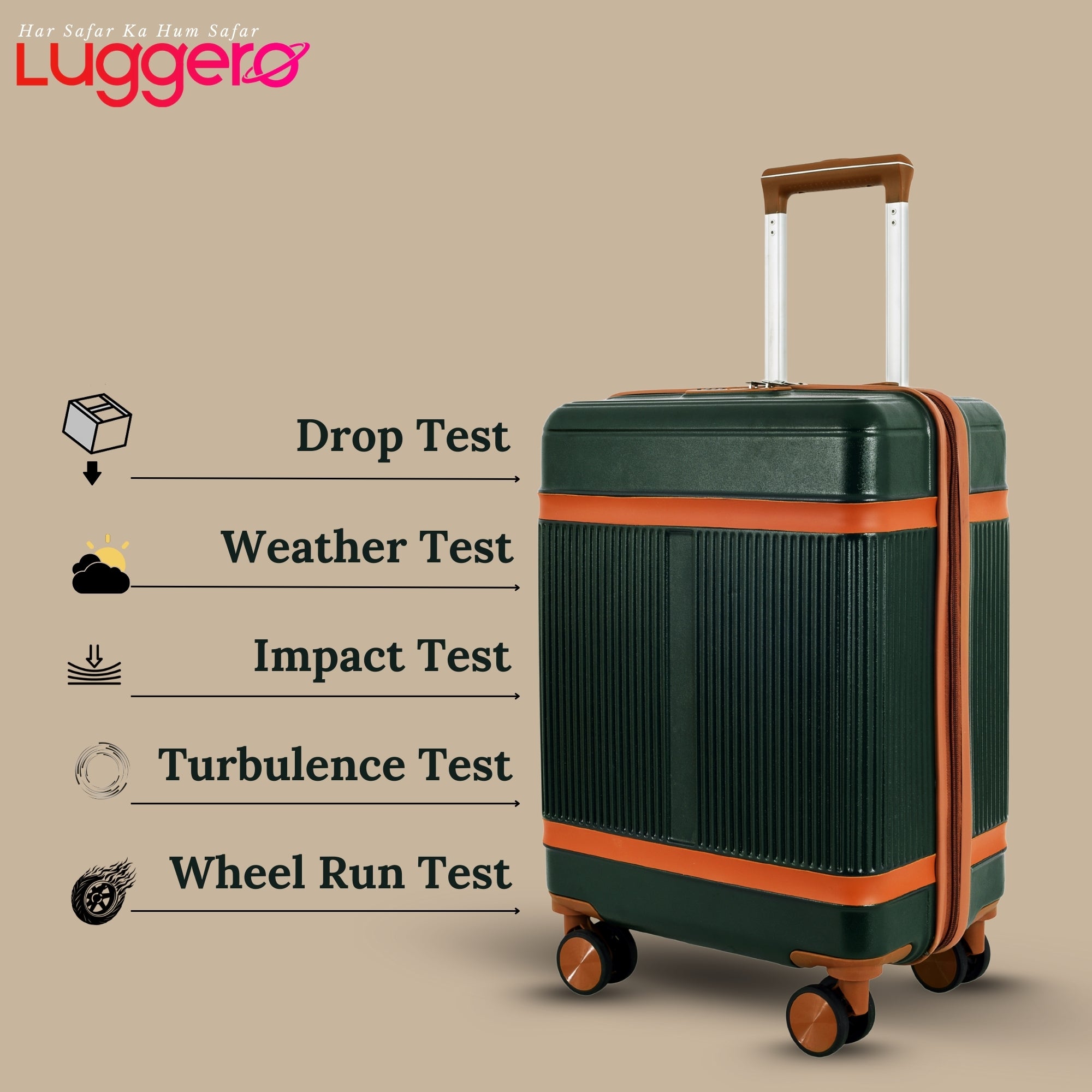 MYKONOS GREEN Light Weight & Durable Polycarbonate Hard Luggage