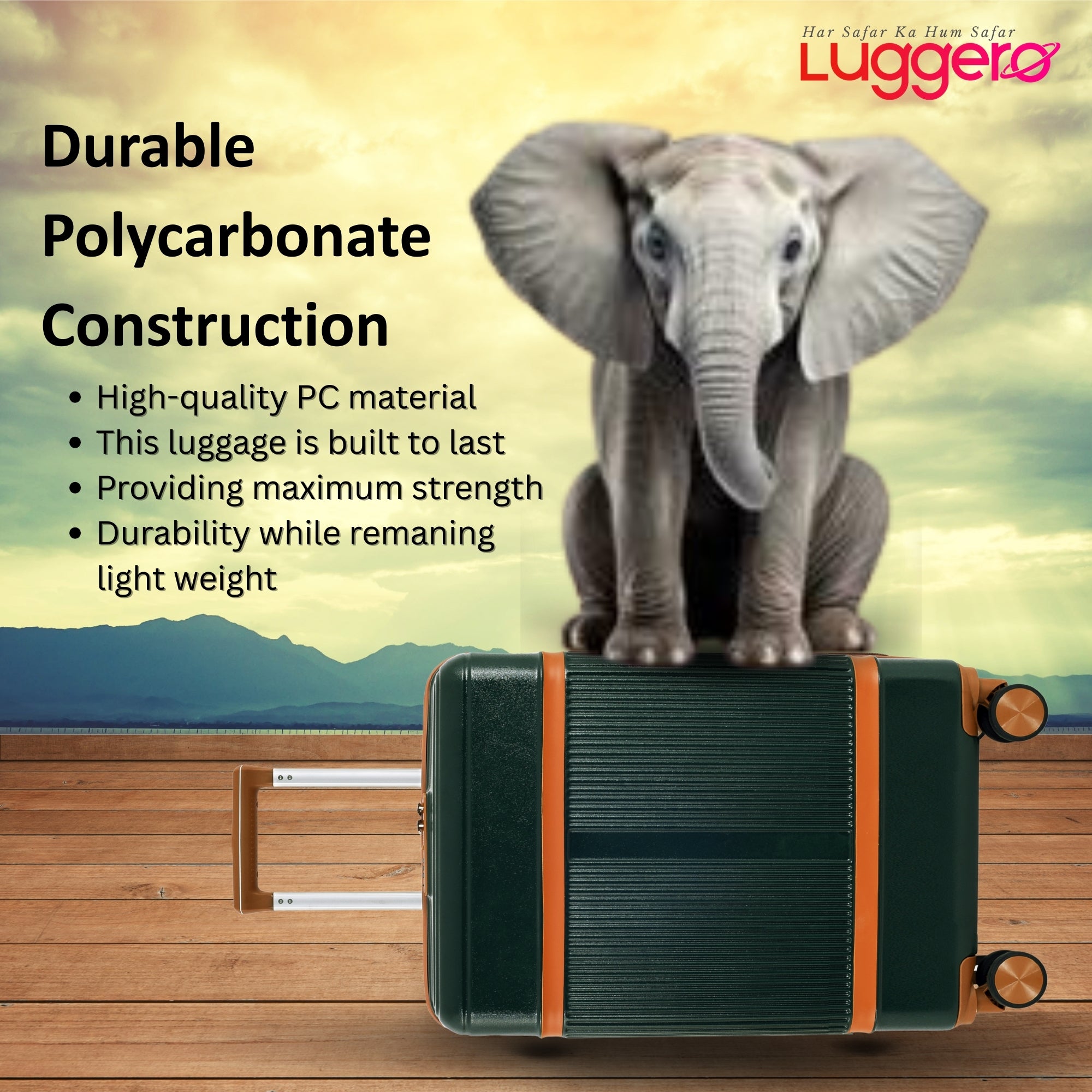 MYKONOS GREEN Light Weight & Durable Polycarbonate Hard Luggage