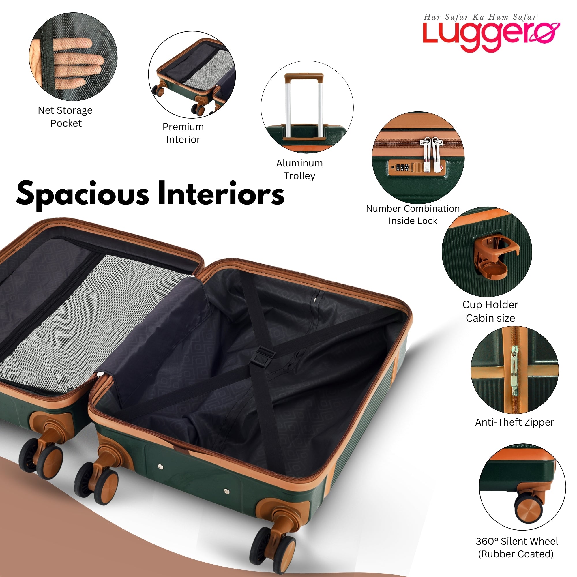 MYKONOS GREEN Light Weight & Durable Polycarbonate Hard Luggage