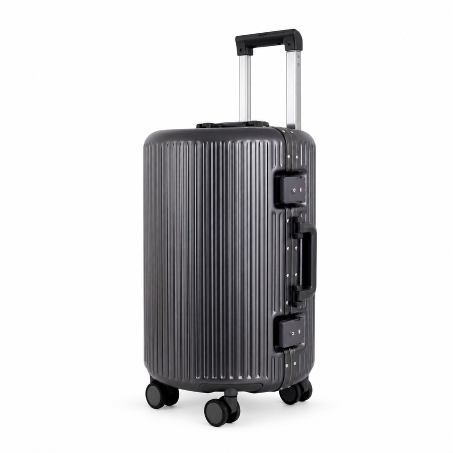 Luggero Lux Kyoto Polycarbonate Hard Trolley Bag — Aluminium Frame, TSA Lock | 20 inch — Dark Grey