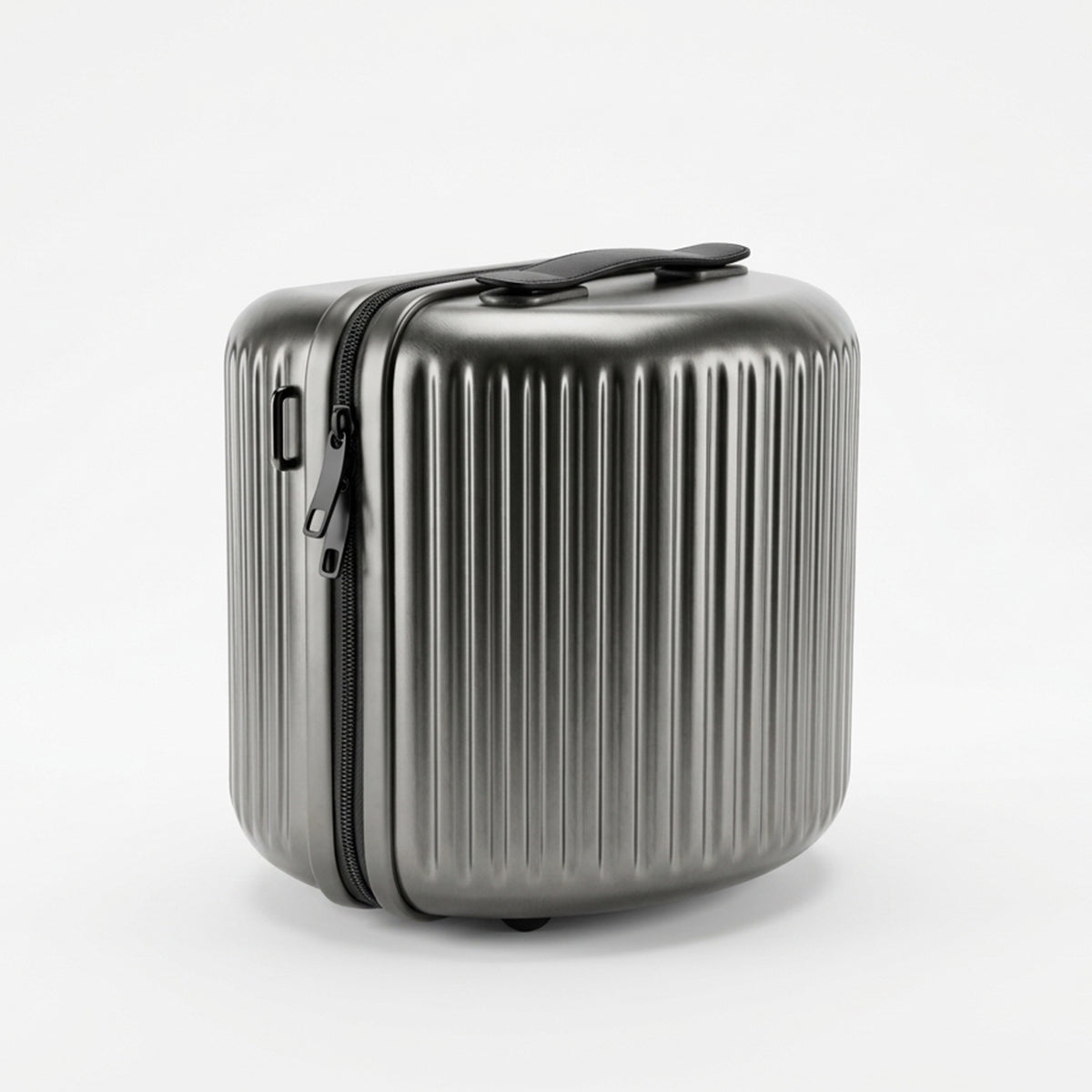 Kyoto vanity polycarbonate trolley bag in dark grey, 12 inch — front three-quarter view
