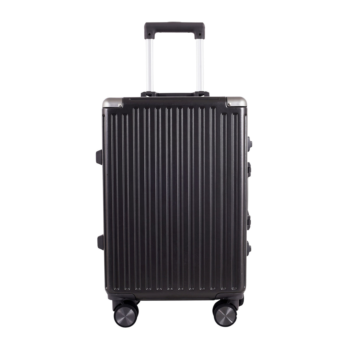 Monaco black 20 inch trolley bag, front view with TSA-approved lock
