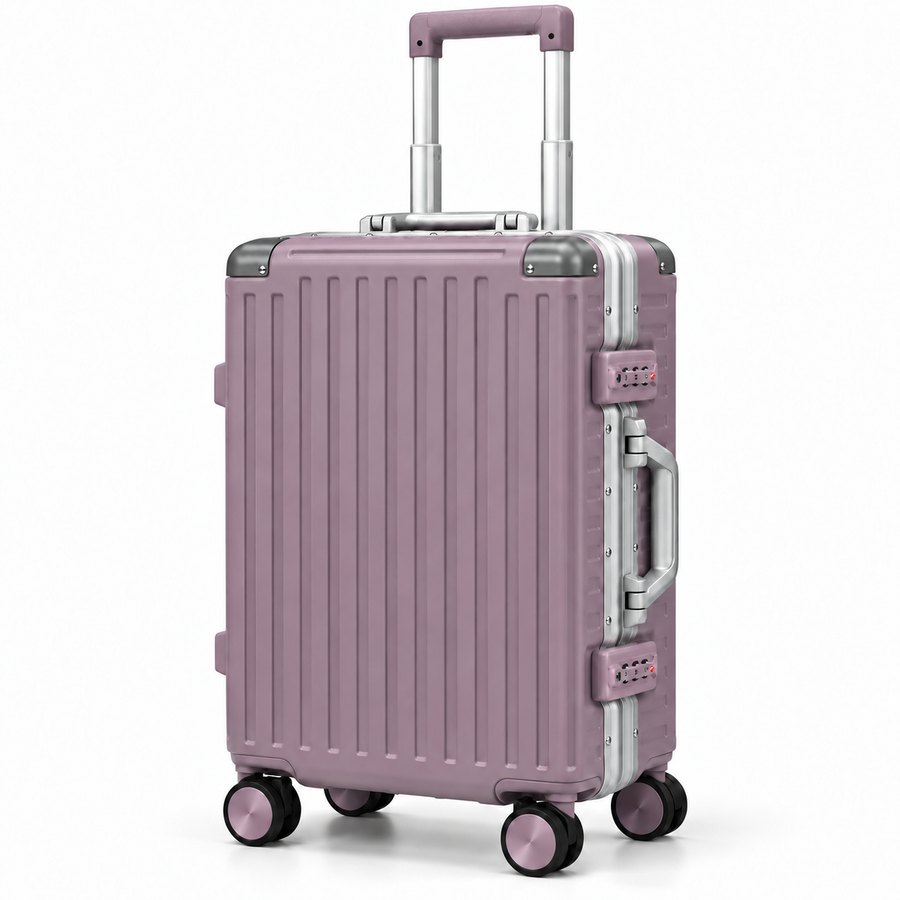 Luggero Lux Monaco Polycarbonate Hard Trolley Bag — Aluminium Frame, TSA Lock | 20/24/28 inch — Pink