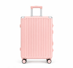 Monaco pink 20 inch trolley bag, front view with TSA-approved lock
