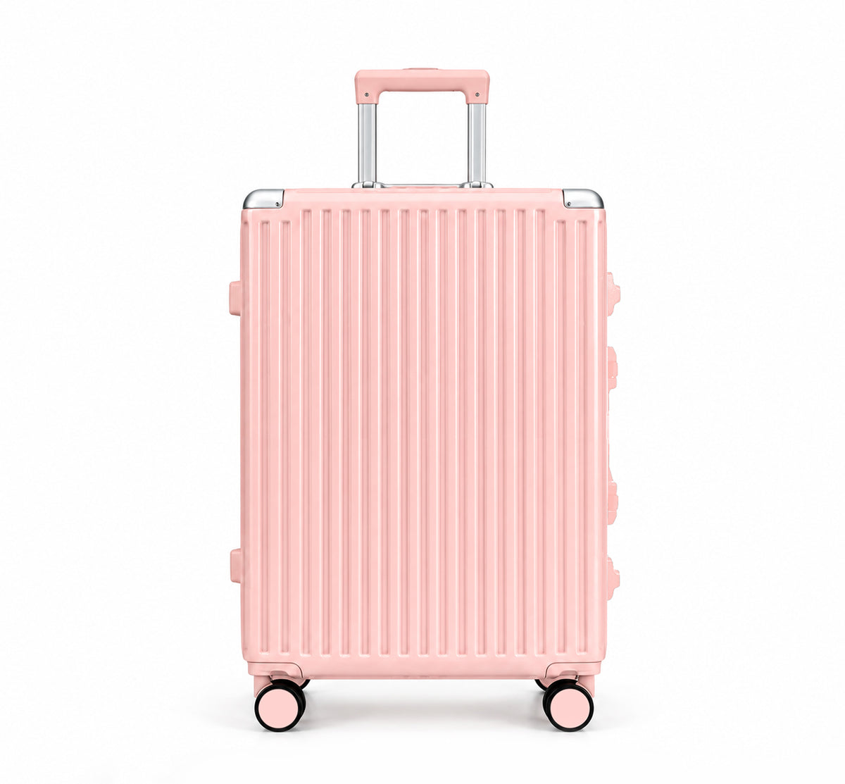 Monaco pink 20 inch trolley bag, front view with TSA-approved lock
