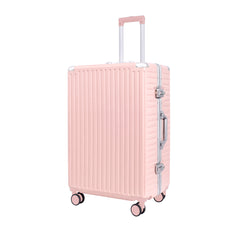 Monaco medium polycarbonate trolley bag in pink, 24 inch — front three-quarter view
