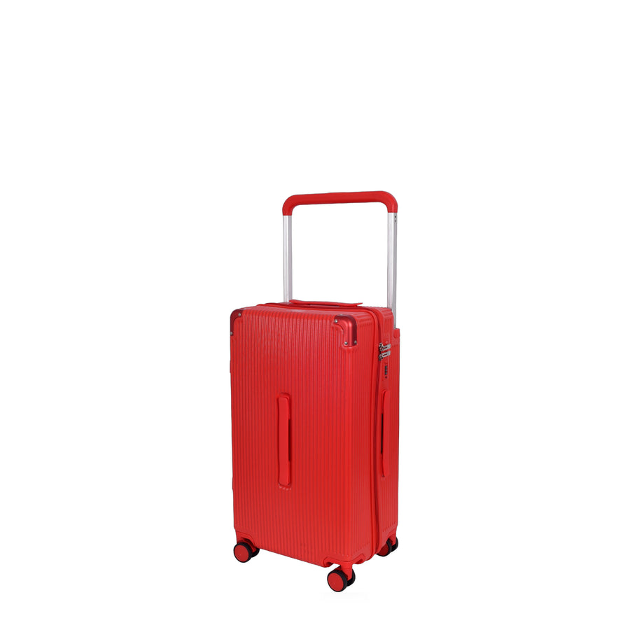 Luggero Lux Tuscany Polycarbonate Hard Trolley Bag — Anti-Theft Zip | 20/24/28 inch — Red