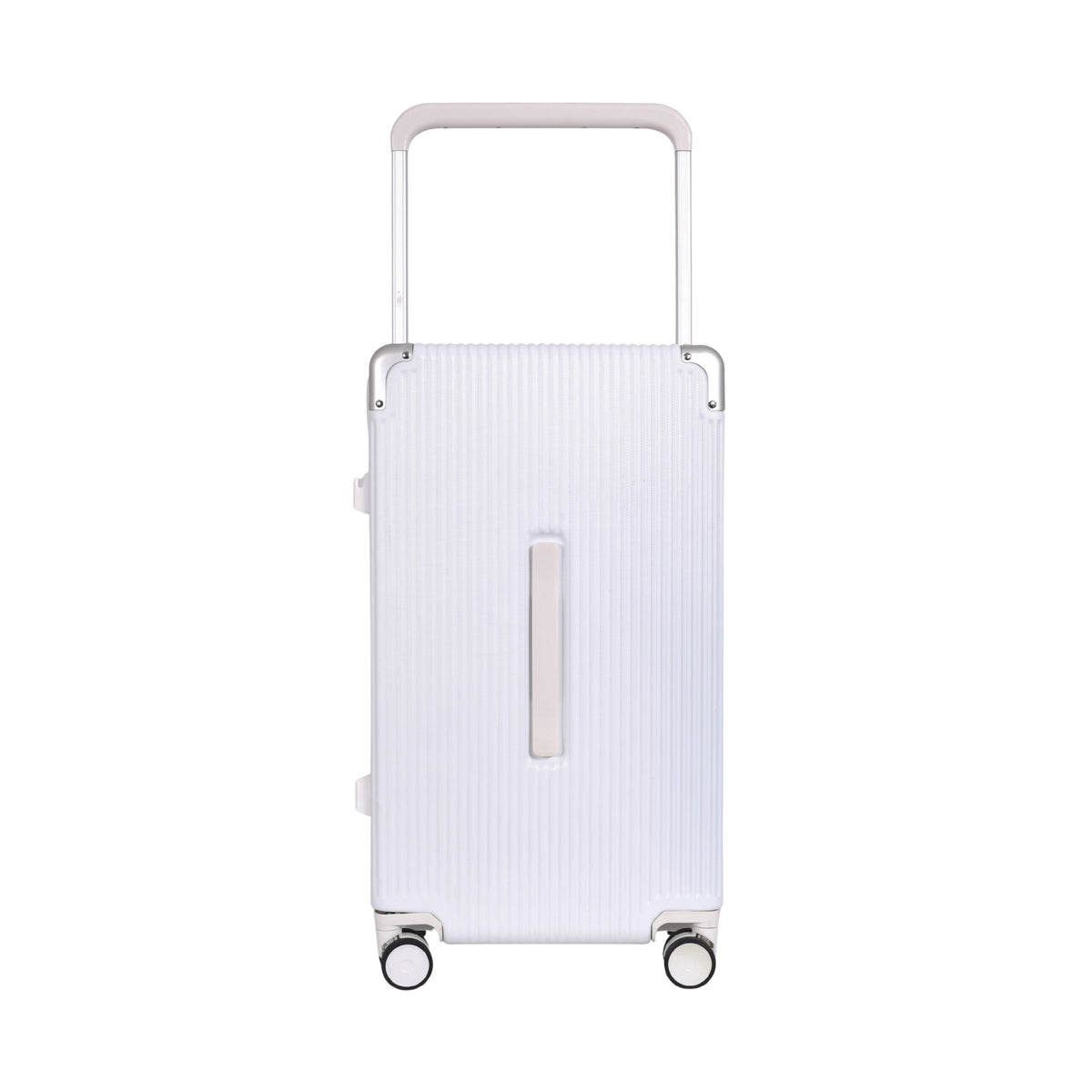 Tuscany medium polycarbonate trolley bag in white, 24 inch — front three-quarter view
