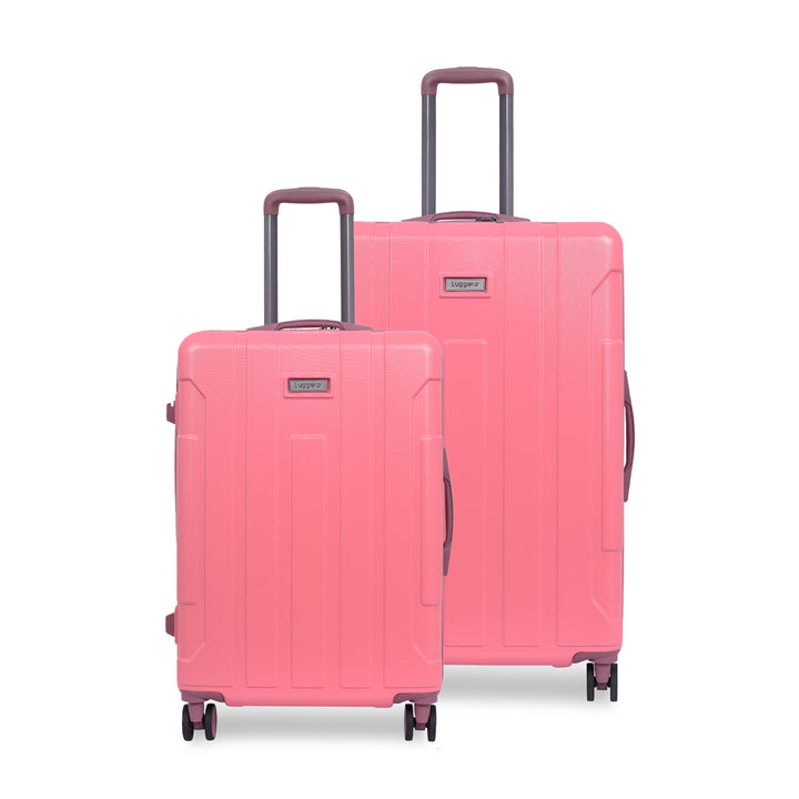 Luggero Candy Solid Light weight Luggage -B-Pink-L+M